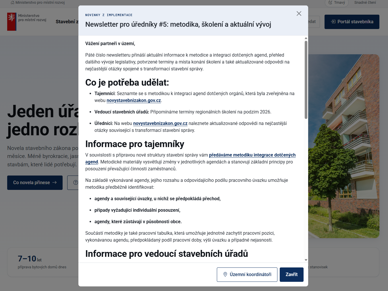 otevřený newsletter na webu NSZ