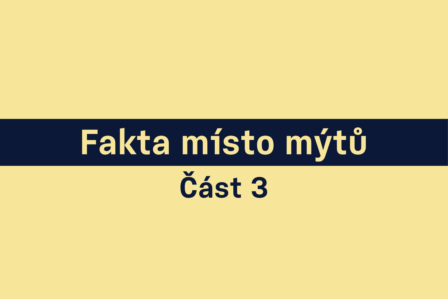 Text "Fakta místo mýtů Čast 3" na žlutém pozadí